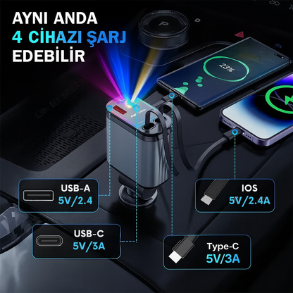 Projeksiyonlu 66W Hızlı Araç Şarj Cihazı